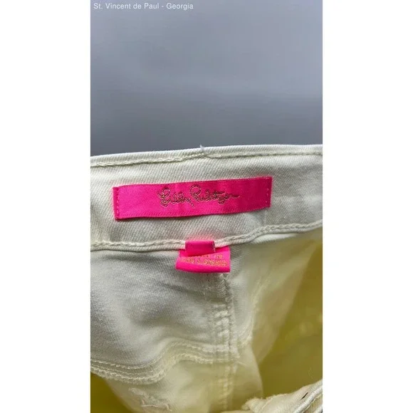 Lilly Pulitzer Button Fly Chino Pants Women's Size 4 Cream Boho Preppy - Picture 7 of 9